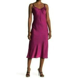 NWT London Times Shirred V-Neck Party Cocktail Midi Slip Dress